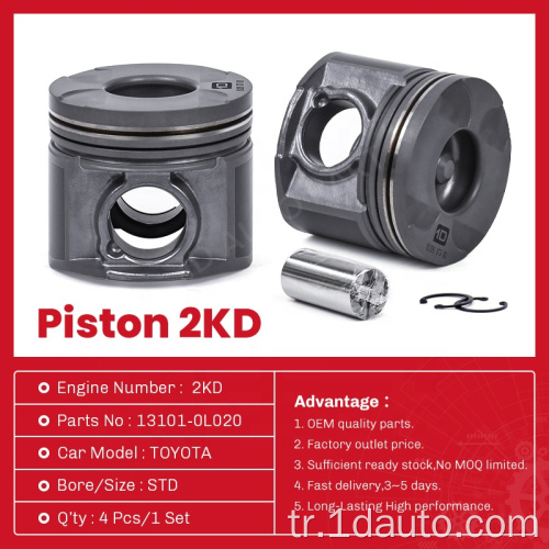 Otomatik Parçalar Toyota Motor Pistonu 2KD 13101-0L020 13101-30030